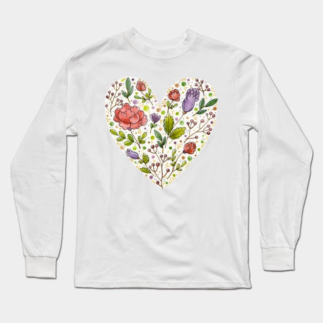 Floral Heart Long Sleeve T-Shirt by Tania Tania